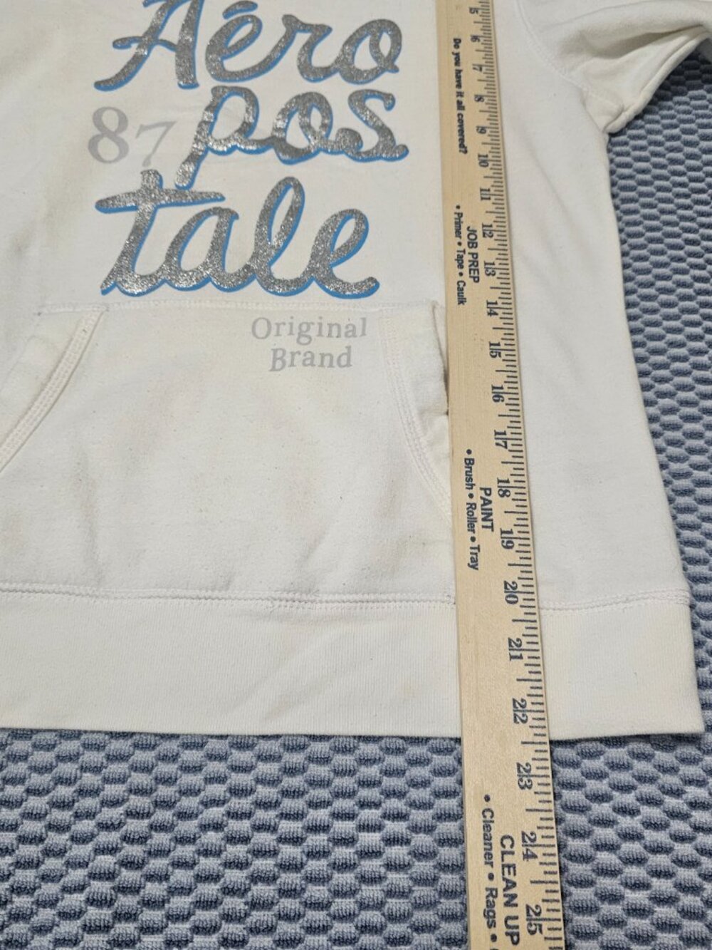 Aeropostale White Pullover Hoodie Sweatshirt with Pocket - Size Medium - Picture 6 of 6